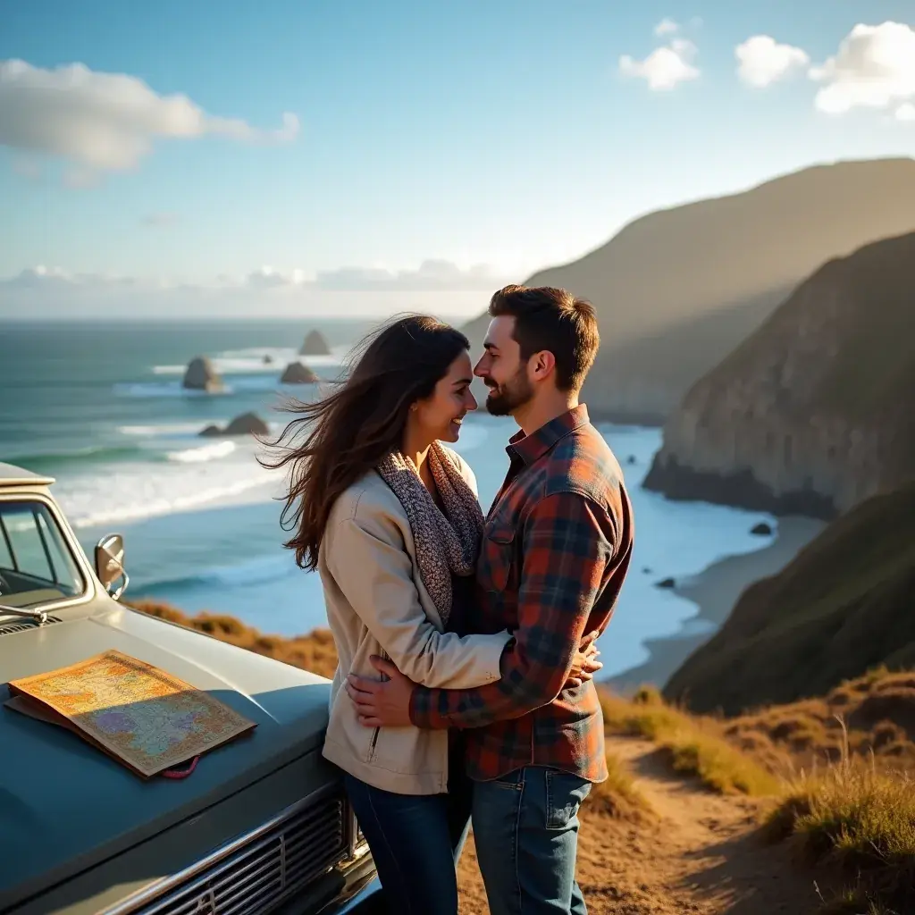 Скала на фоне океана вдоль Тихоокеанского шоссе в Калифорнии.